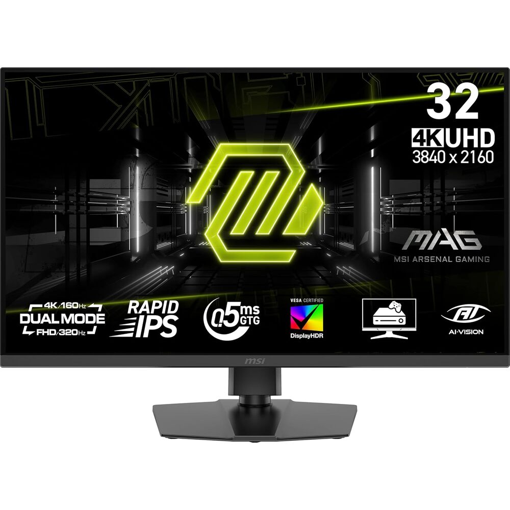 msi MAG 322URDF E16 32-inch 3840 x 2160 (UHD) Gaming Monitor, 320Hz, AMD FreeSync Premium, HDMI, DisplayPort, VESA, Tilt, Height Adjustable, Speaker, 0.05ms, Black