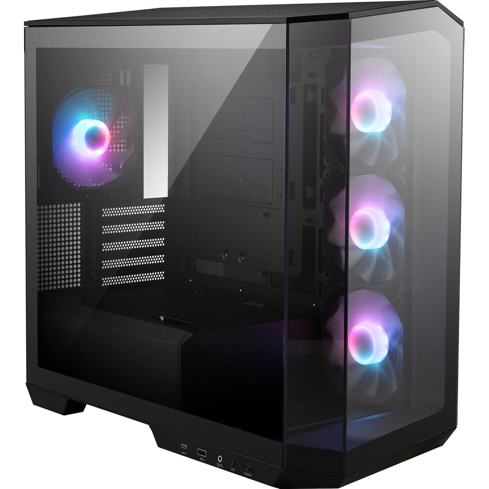 MSI MAG PANO M100R PZ - Premium Mid-Tower Gaming PC Case - Tempered Glass Side Panel - ARGB 120mm Fans - Liquid Cooling Support up to 360mm Radiator - Vented Front Panel