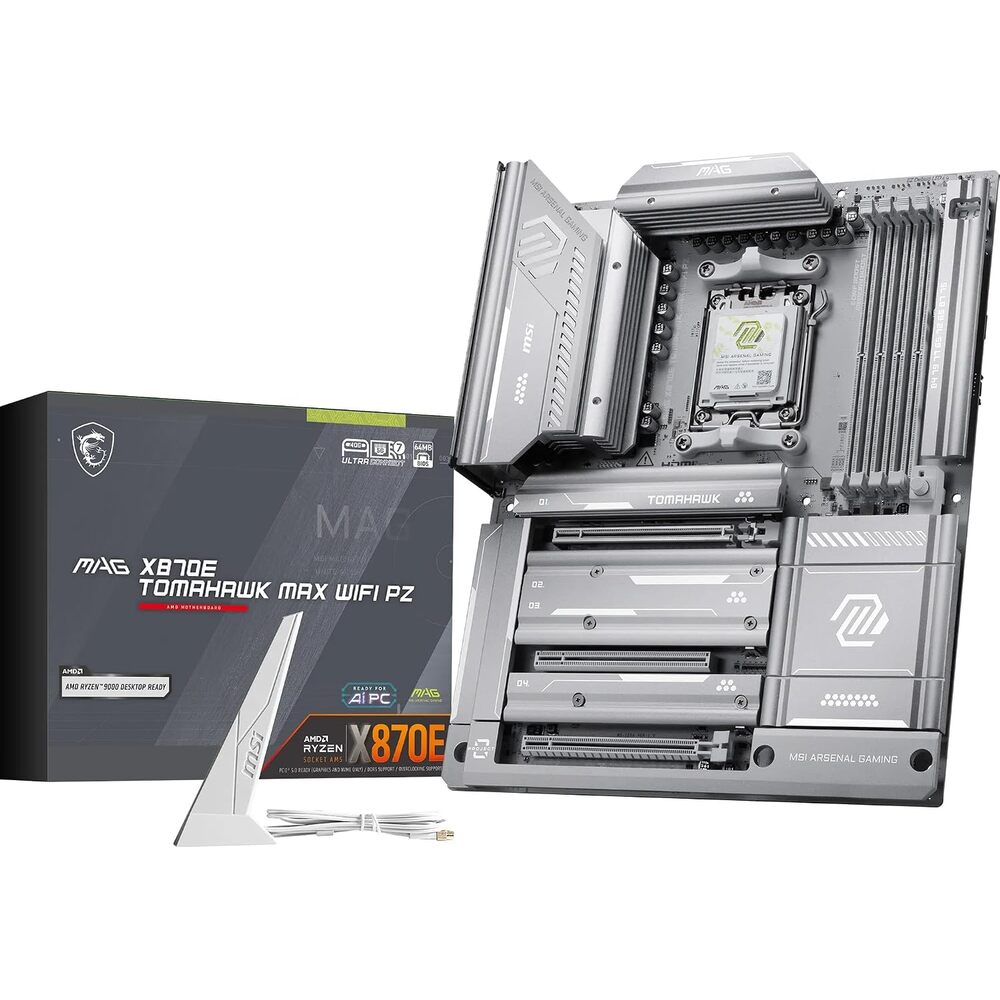 MSI MAG X870E Tomahawk MAX WiFi PZ Motherboard, ATX - Supports AMD Ryzen 9000/8000 / 7000 Processors, AM5 - DDR5 Memory Boost 8400+ MT/s (OC), PCIe 5.0 x16, M.2 Gen5, Wi-Fi 7, 5G LAN