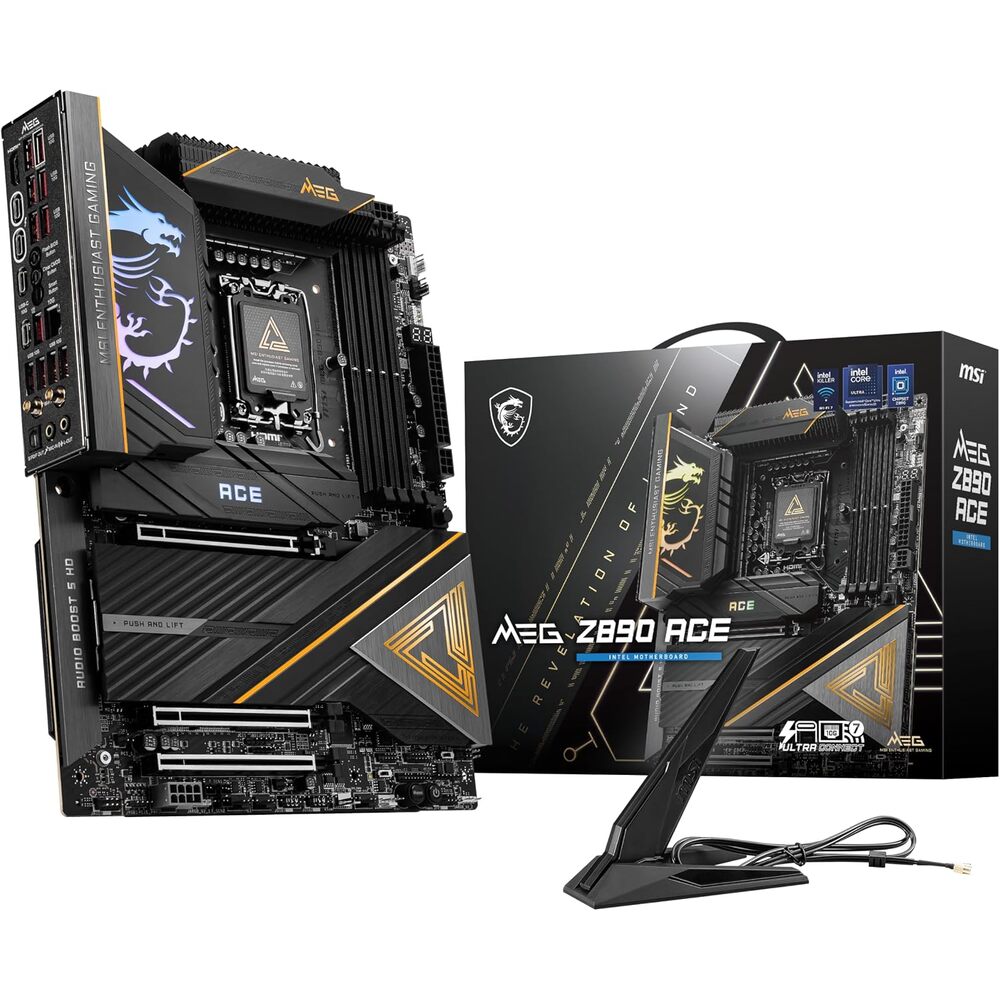 MSI MEG Z890 ACE Gaming Motherboard (Support Core Ultra Series 2 Intel Processors, LGA 1851, DDR5, PCIe 5.0, M.2, SATA, 10Gbps LAN, USB Type-C, Wi-Fi 7, Bluetooth 5.4, Thunderbolt 4, ATX)
