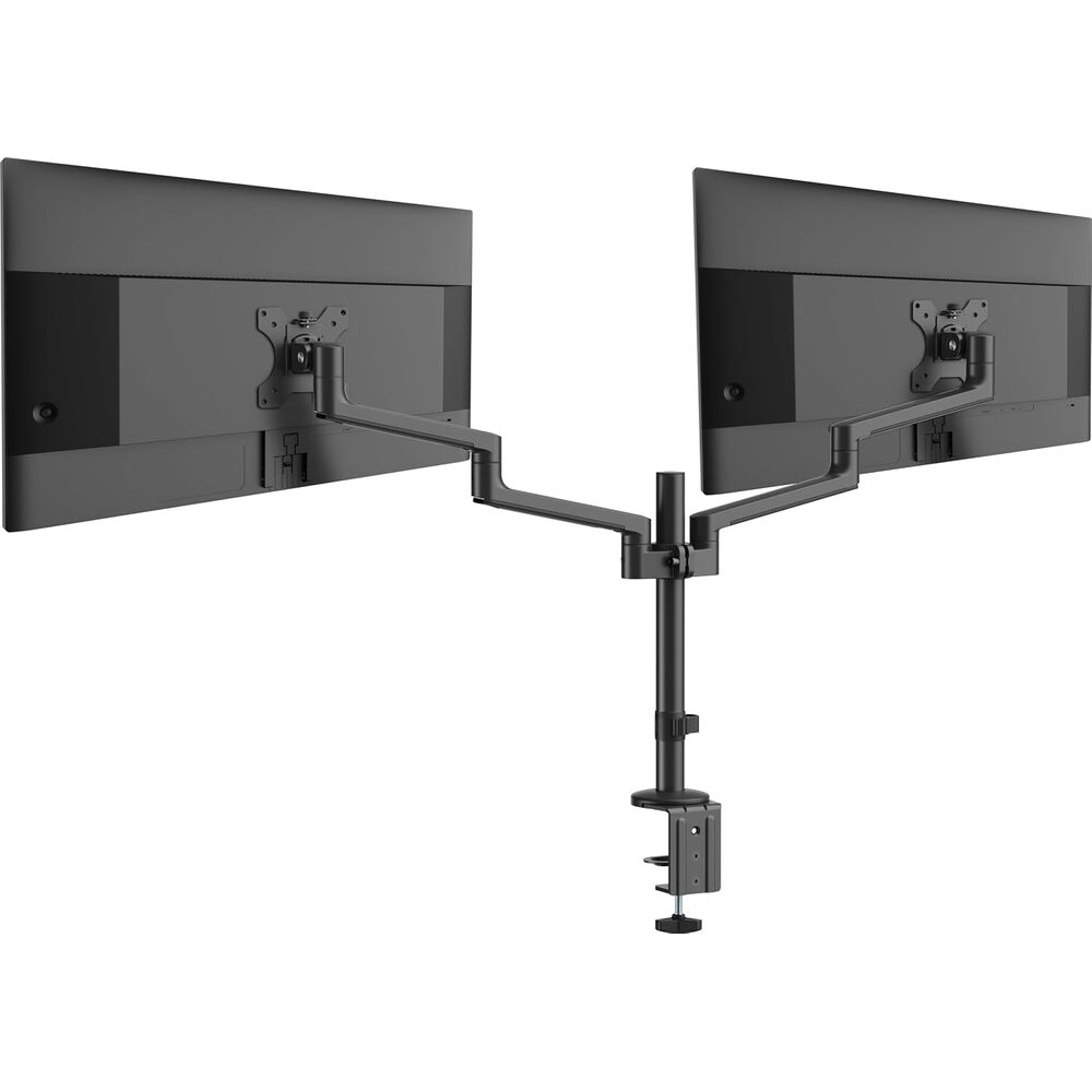MSI PRO MT81D - Premium Aluminum Dual Monitor Stand Arms, Supports 17-32" & 17.6 lbs per Screen, VESA Compatible, Adjustable Desk Mount, Clamp & Grommet Base, Quick Release Plate - Black
