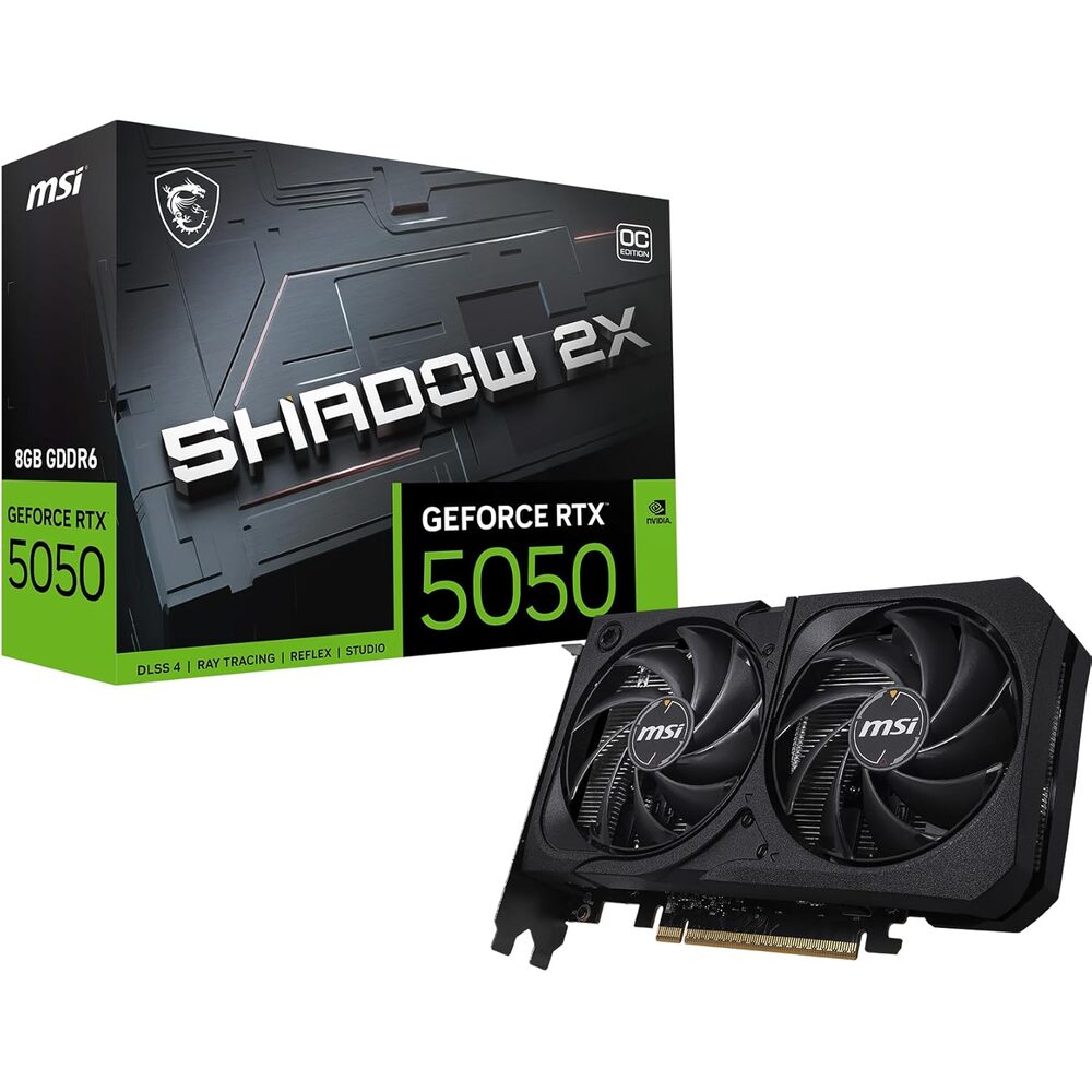 msi Gaming RTX 5050 8G Shadow 2X OC Graphics Card (8GB GDDR6,128-bit, Extreme Performance: 2617 MHz, DisplayPort x3 2.1a, HDMI 2.1b, NVIDIA Blackwell Architecture)