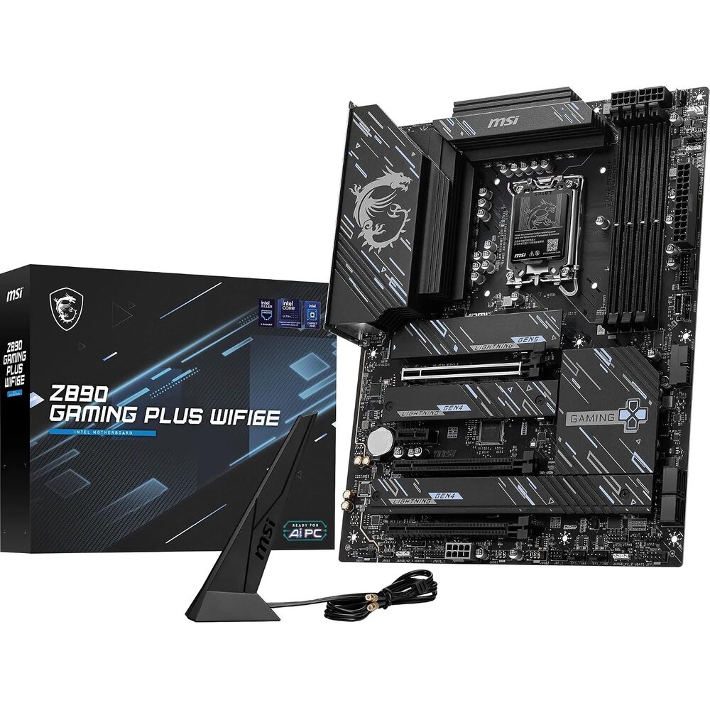 Z890 Gaming Plus WIFI6E Motherboard, ATX-Supports Intel Core Ultra Processors (Series 2), LGA 1851 - DDR5 Memory Boost (Up to 9200+MT/s OC), 1 x PCIe 5.0 x16, 1 x M.2 Gen5, Intel Killer 5G LAN, Wi-Fi