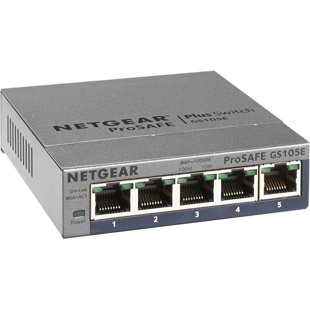NETGEAR 5-Port Gigabit Ethernet Easy Smart Managed Switch (GS105Ev2) - Managed, Desktop or Wall Mount