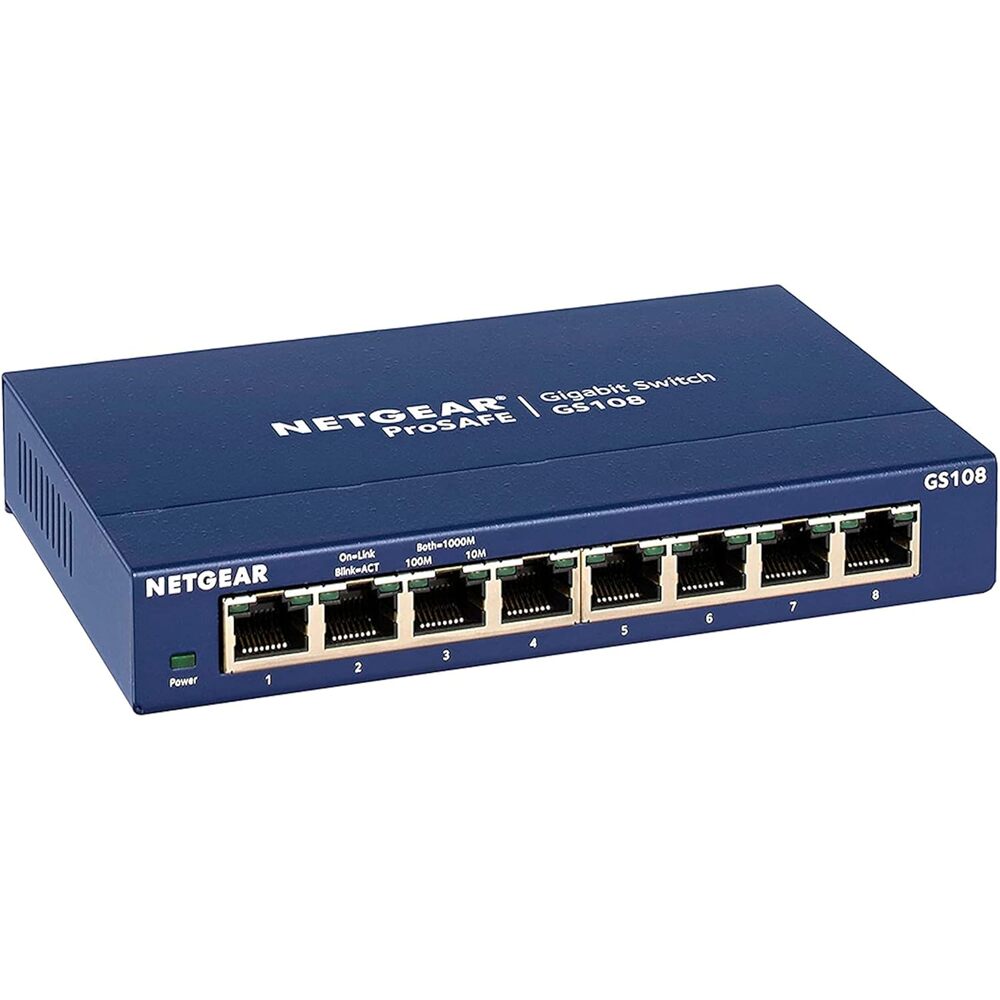 NETGEAR 8-Port Gigabit Ethernet Unmanaged Switch (GS108) - Desktop or Wall Mount