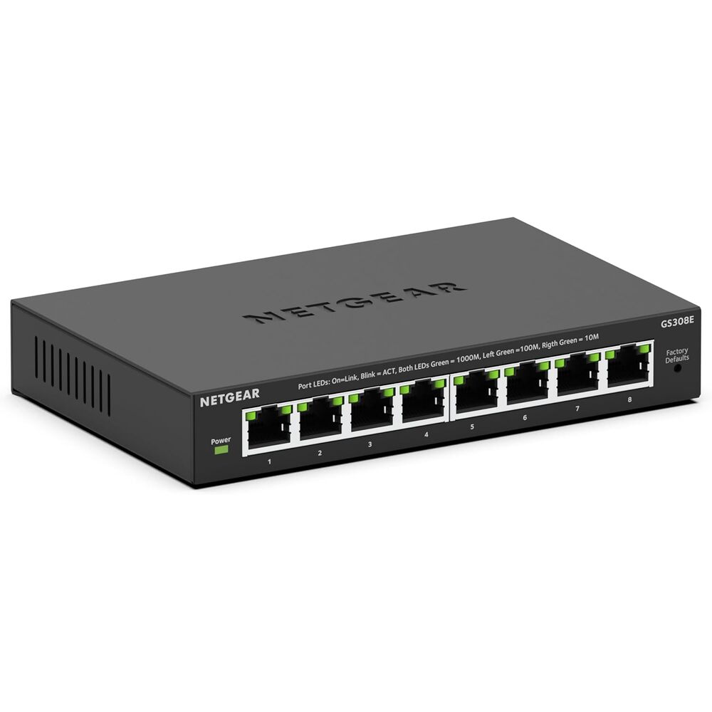 NETGEAR 8-Port Gigabit Ethernet Easy Smart Managed Essentials Switch (GS308E) - Desktop or Wall Mount, Home Network Hub, Office Ethernet Splitter, Silent Operation