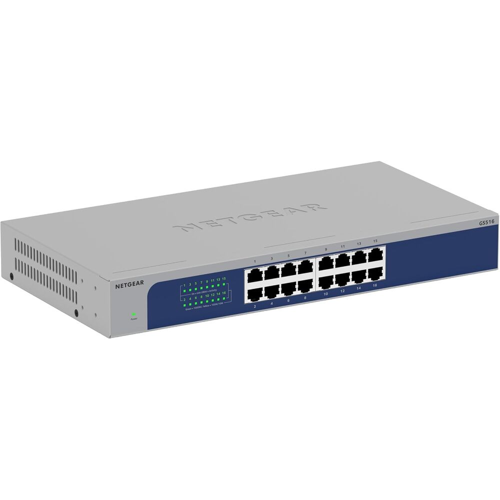 NETGEAR 16-Port Gigabit Ethernet Unmanaged Switch (GS516) � Desktop, Wall, or Rackmount