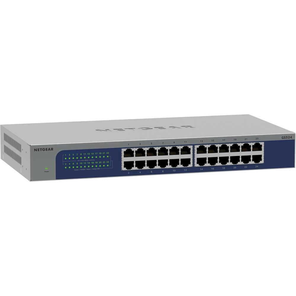 NETGEAR 24-Port Gigabit Ethernet Unmanaged Switch (GS524) � Desktop, Wall or Rack Mount