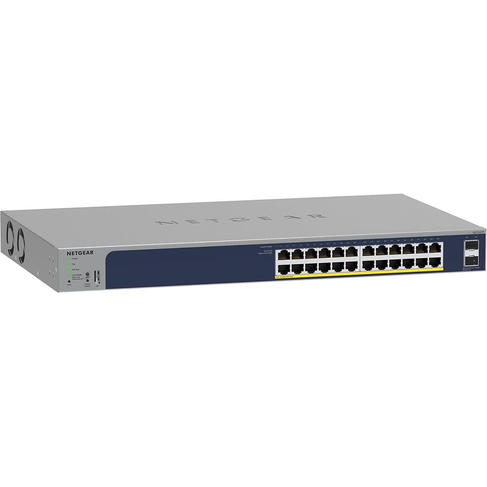 NETGEAR 26-Port PoE Gigabit Ethernet Smart Switch (GS724TP) - Managed, 24 x 1G, 24 x PoE+ @ 190W, Optional Insight Cloud Management, Desktop or Rackmount
