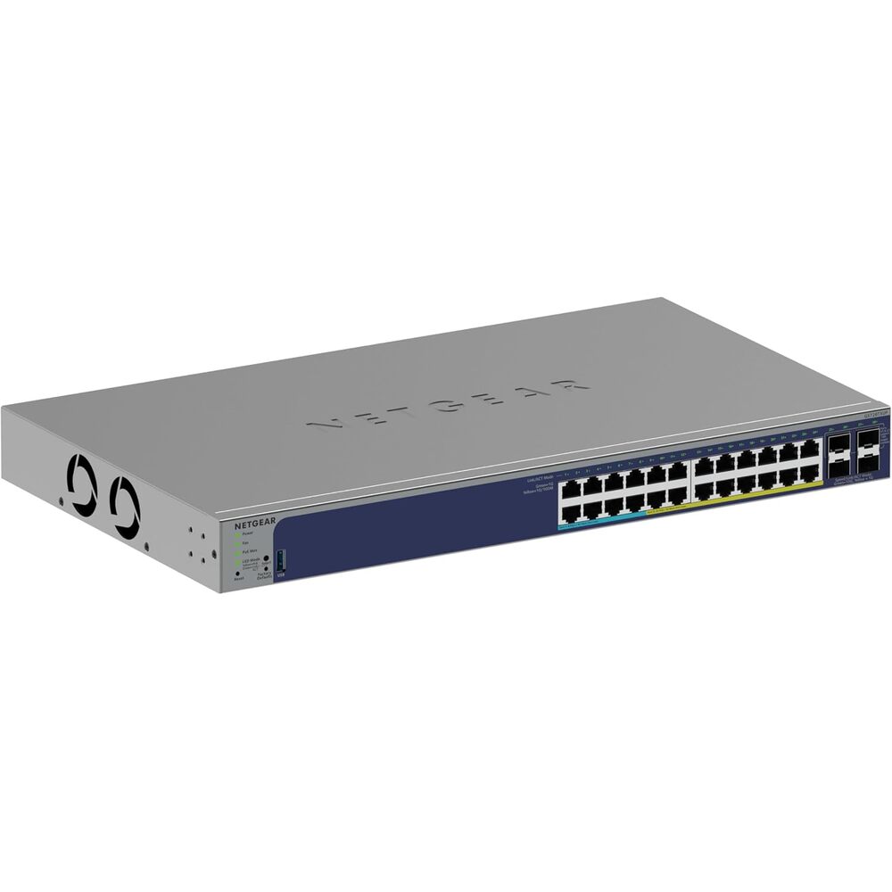NETGEAR 28-Port Ultra60 PoE+ Gigabit Ethernet Smart Switch (GS728TXUP) - Managed, with 16 and 8 PoE++ @ 420W, 4 x 10G SFP+, Optional Insight Cloud Management, Desktop or Rack Mount