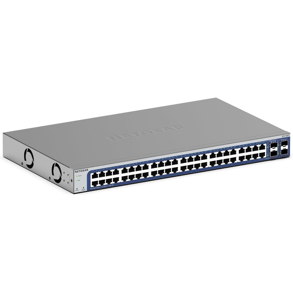 NETGEAR 48-Port Gigabit Ethernet Smart Switch (GS748T) - Managed, Optional 1 Year Insight Cloud Management, with 2 x 1G SFP and Combo, Desktop or Rackmount