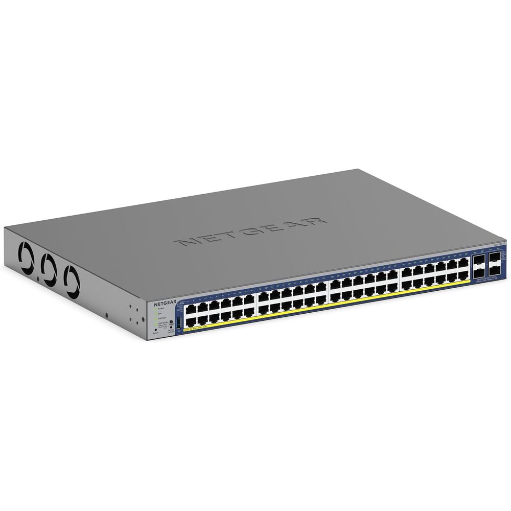 NETGEAR 52-Port PoE Gigabit Ethernet Smart Switch (GS752TXP)- Managed, with 48 x PoE+ @ 380W, 4 x 10G SFP+, Optional Insight Cloud Management, Desktop or Rack Mount