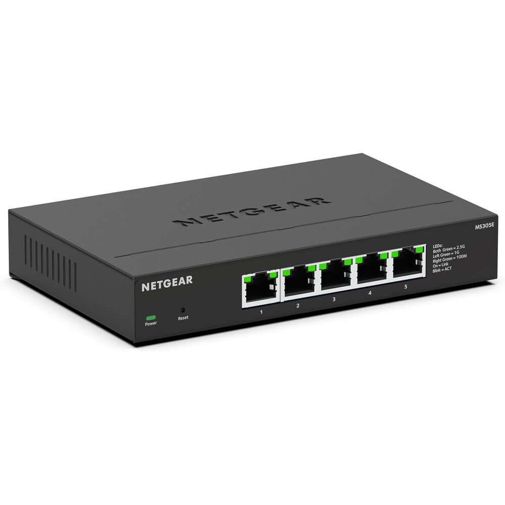 NETGEAR 5-Port 2.5G Multi-Gigabit Ethernet Easy Smart Managed Essentials Network Switch (MS305E) - with 5 x 2.5Gbps Ports, Desktop or Wall Mount, Metal Case
