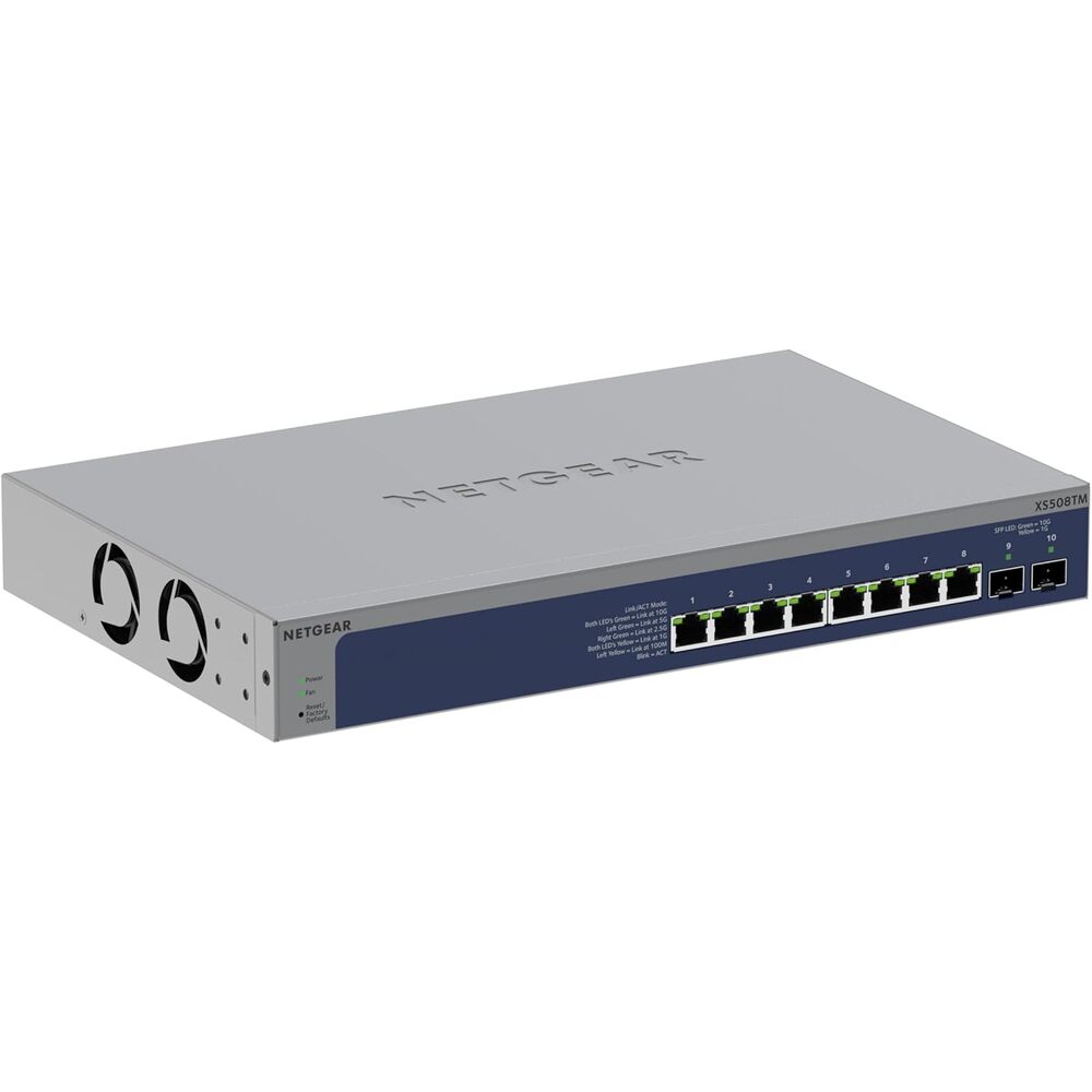 NETGEAR 10-Port 10G/Multi-Gigabit Ethernet Smart Switch (XS508TM) - Managed, with 8 x 10G/Multi-gig Ports, 2 x 10G SFP+, Optional Insight Management, Wall/Rack Mount
