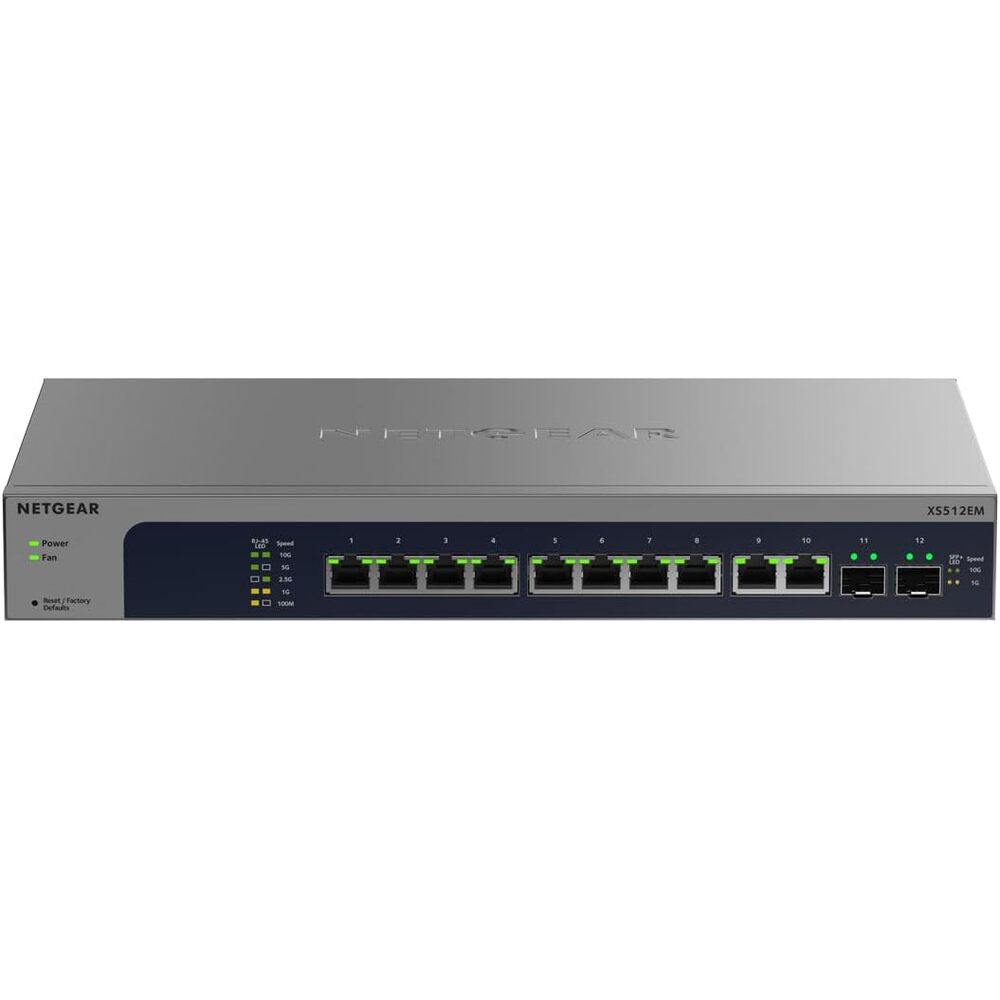 NETGEAR 12-Port Multi-Gigabit Easy Smart Managed Switch (XS512EMv2) - All Ports Support 10G, Including 10 Ethernet Ports and 2 Dedicated SFP+ Ports