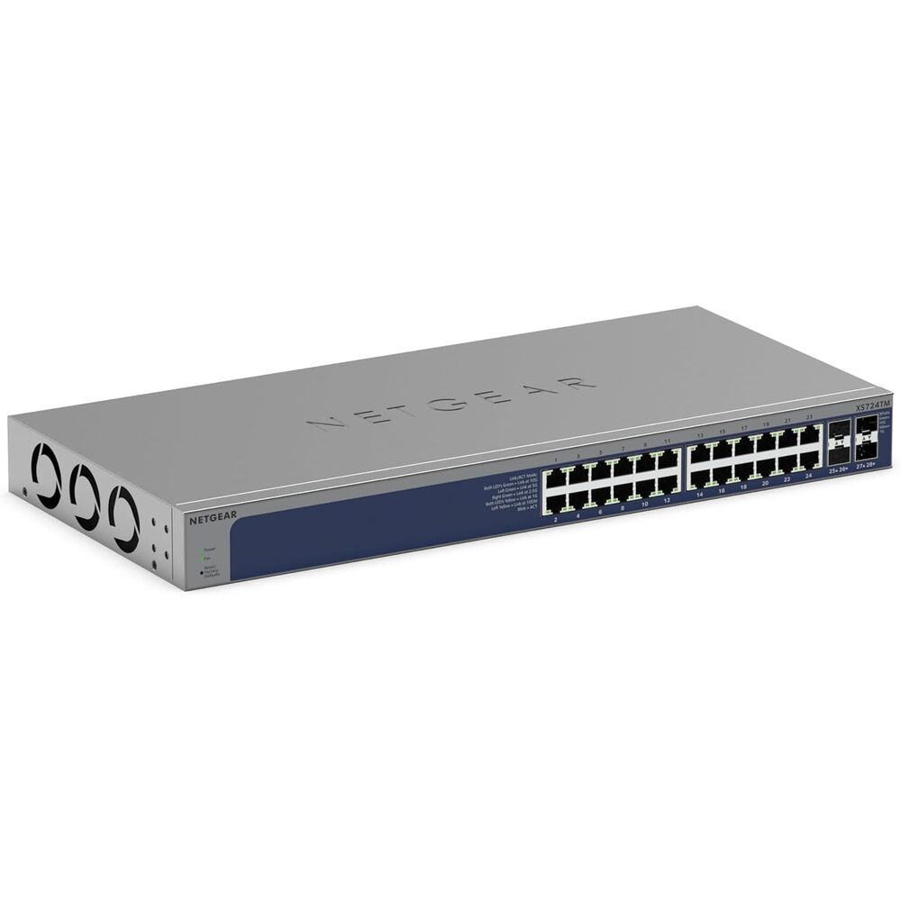 NETGEAR 28-Port 10G/Multi-Gigabit Ethernet Smart Switch (XS724TM) - Managed, 24 x 10G/Multi-gig Ports, 4 x 10G SFP+, Optional Insight Management, Desktop/Rack Mount