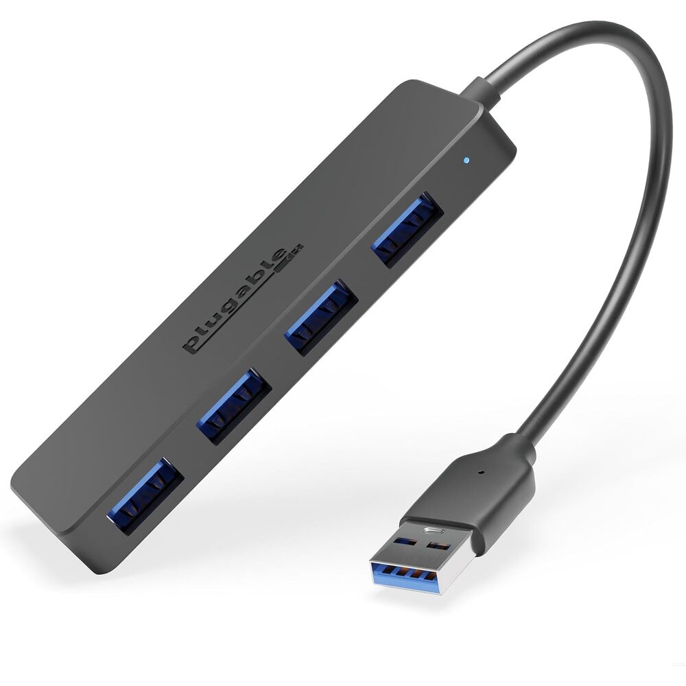 Plugable 4 Port USB Hub 3.0, USB Splitter for Laptop, Compatible with Windows, Surface Pro, PC, Chromebook, Linux, Android, Charging Not Supported