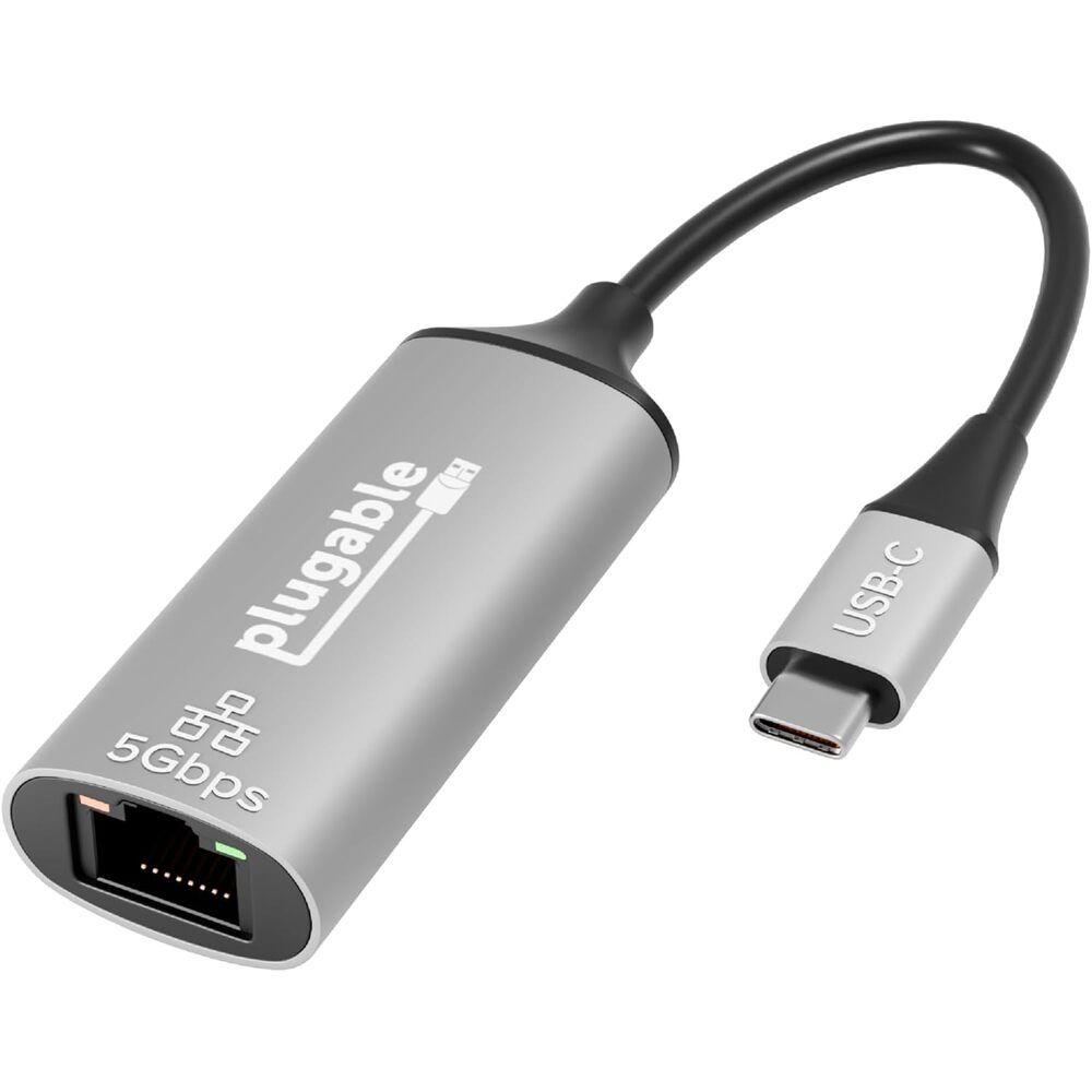 Plugable 5Gbps USB-C to Ethernet Adapter, Upgrade USB-C Devices Without Ethernet to Ultra-Fast Stable Wired Networking (5X Faster Than Gigabit), Plug-and-Play Realtek RTL8157, Windows/macOS/ChromeOS