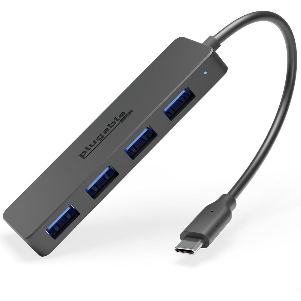 Plugable USB C to USB Adapter Hub, 4 Port USB 3.0 Hub, USB Splitter for Laptop, Compatible with Windows, MacBook Pro/Air, iPad Pro, Surface Pro, Chromebook, Linux, Android, Charging Not Supported