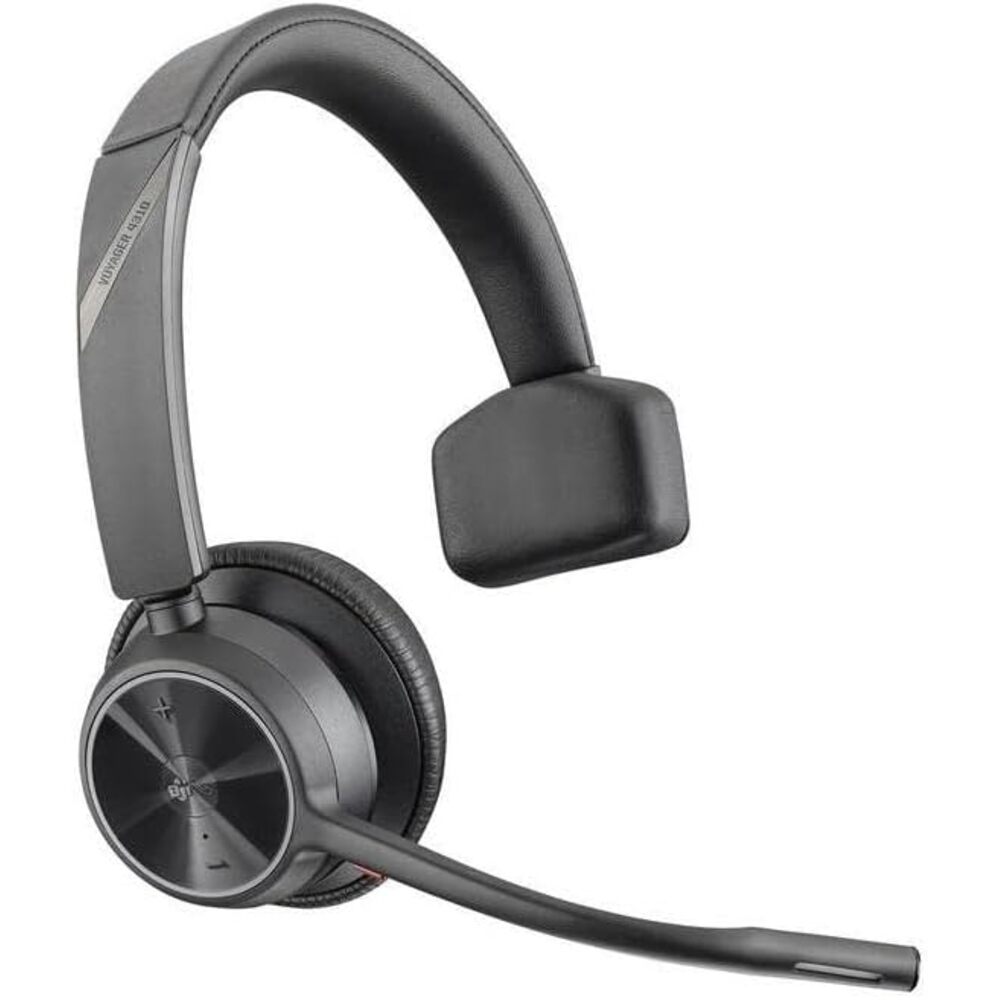 Poly - Voyager 4310 UC Wireless Headset (Plantronics) - Single-Ear Headset with Boom Mic - Connect to PC/Mac via USB-C Bluetooth Adapter, Cell Phone via Bluetooth - Works with Teams, Zoom & More,Black
