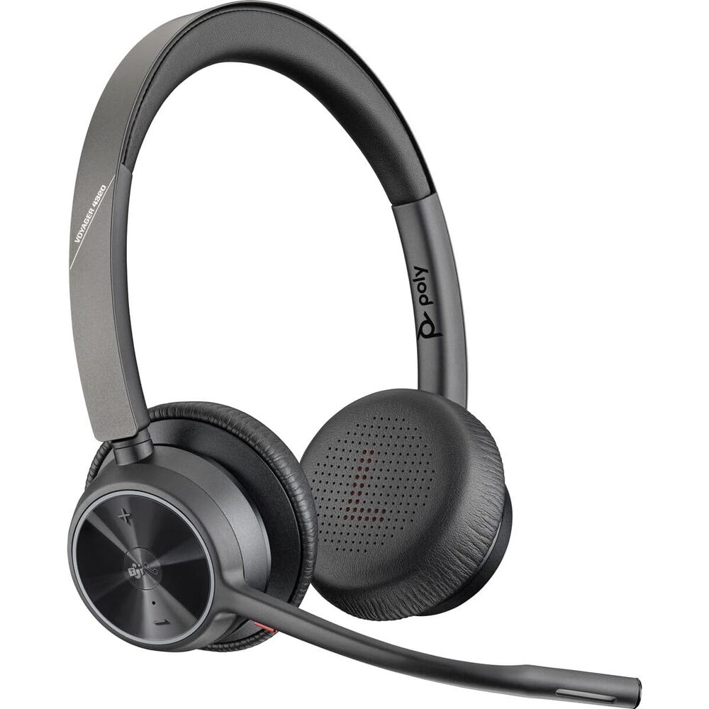 Poly - Voyager 4320 UC Wireless Headset (Plantronics) - Headphones with Boom Mic - Connect to PC/Mac via USB-C Bluetooth Adapter, Cell Phone via Bluetooth - Works with Teams (Certified), Zoom & More