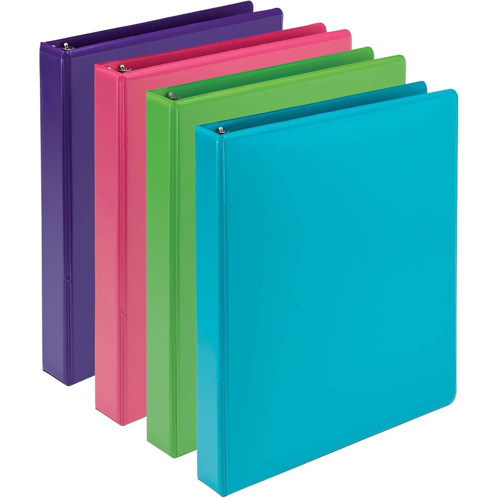 Samsill Plant-Based 1 Inch Durable Round Ring, View Binder, Eco-Friendly, USDA Certified Biobased, 4 Pack, Fashion Assortment