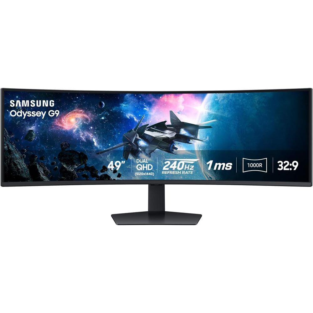 Samsung 49� Odyssey G9 Series DQHD 1000R Curved Gaming Monitor, 1ms(GtG), VESA DisplayHDR 1000, 240Hz, AMD FreeSync Premium Pro, Height Adjustable Stand, Ultrawide Screen, LS49CG954ENXZA, 2024