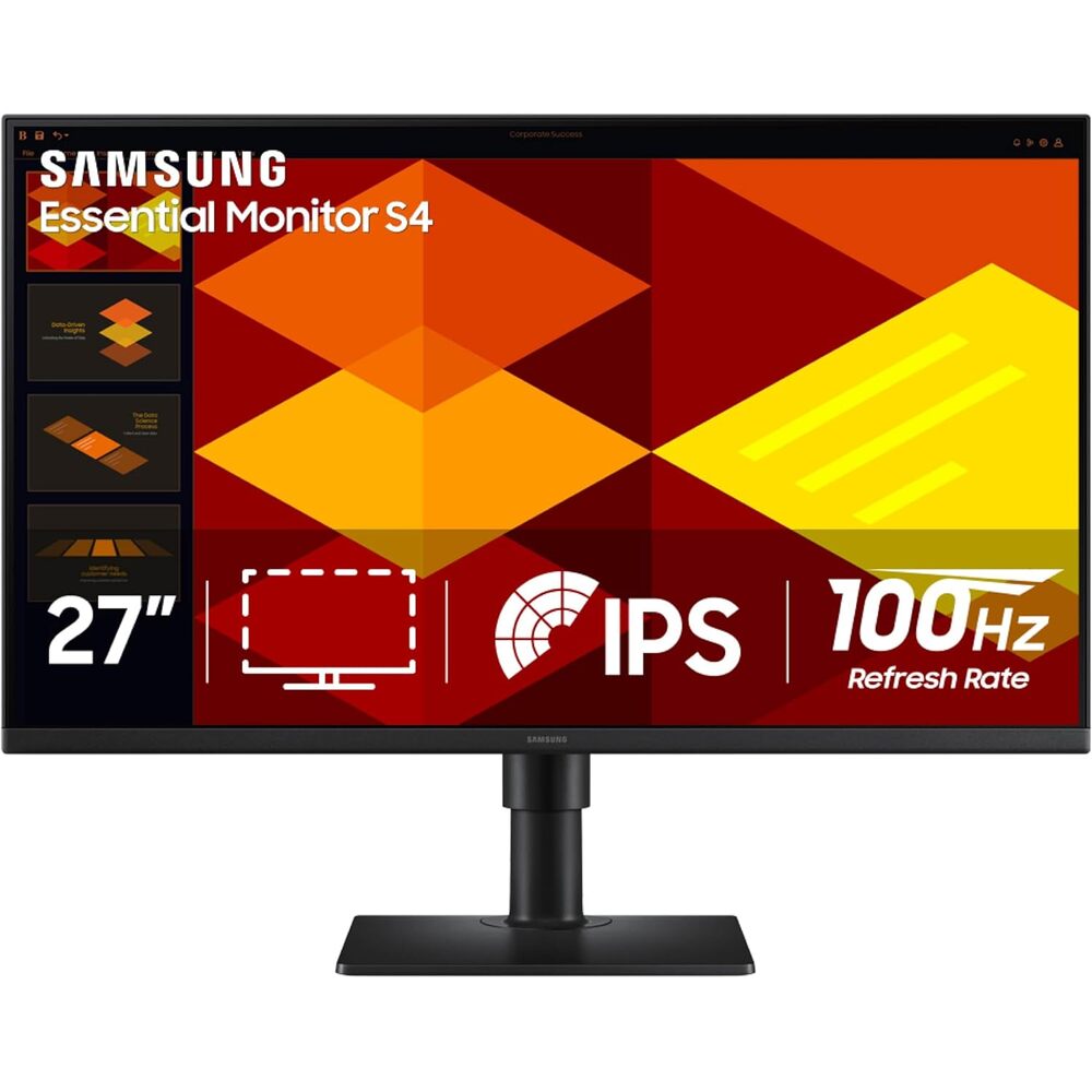 Samsung 27� (S40GD) Borderless Business Monitor with IPS Panel, 100Hz Refresh Rate, Eye Saver Mode, Ergonomic Design, Game Picture Mode, LS27D402GANXGO, 3 Yr Warranty