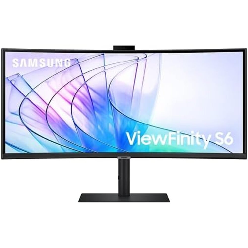 SAMSUNG 34� ViewFinity S65VC Series Ultrawide QHD Curved Monitor, Built-in FHD Camera, HDR10, 100Hz, 350 nit, USB- C, Adjustable Stand, Intelligent Eye Care, LS34C654VANXGO, Black