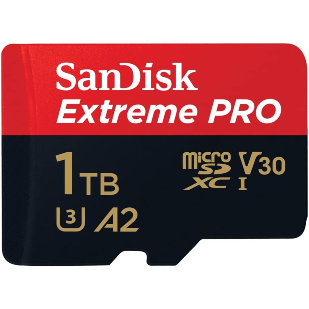 SanDisk Extreme PRO microSDXC UHS-I Memory Card 1 TB + Adapter & RescuePRO Deluxe (for Smartphones, Action Cameras or Drones, A2, Class 10, V30, U3, 200 MB/s Transfer)