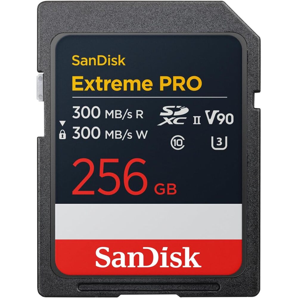 SANDISK 256GB Extreme PRO SDXC UHS-II Memory Card - Up to 300MB/s Read and Write speeds, V90, 8K, 4K UHD, SD Card - SDSDXDM-256G-GN4IN