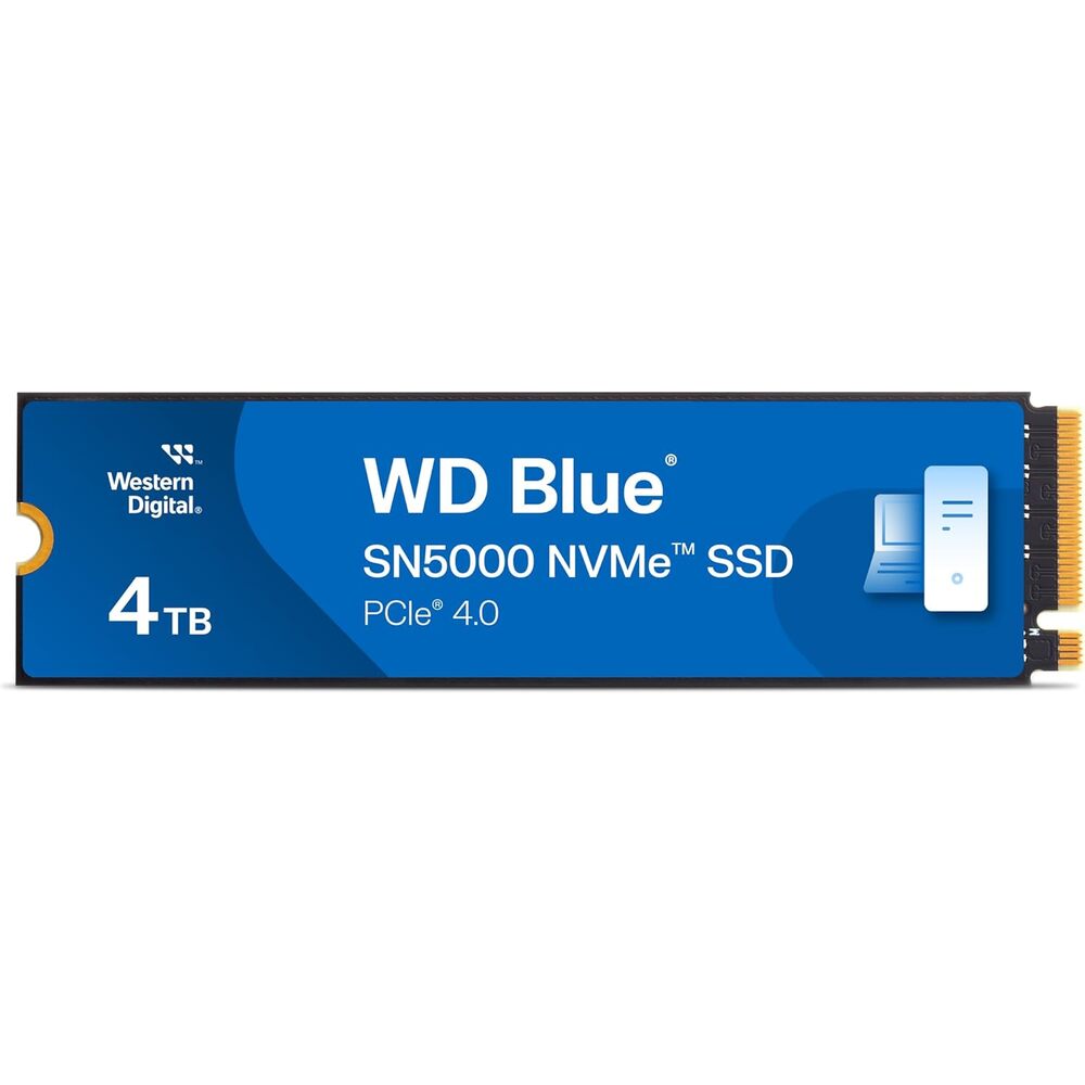 Western Digital 4TB WD Blue SN5000 NVMe Internal Solid State Drive SSD - PCIe Gen 4.0, M.2 2280, Up to 5,500 MB/s - WDS400T4B0E [New Generation]