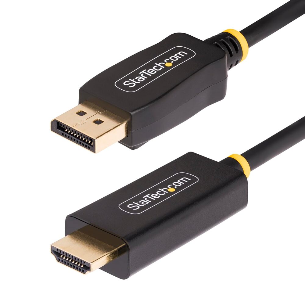 StarTech 12ft DisplayPort to HDMI Adapter Cable, 4K 60Hz with HDR, DP to HDMI 2.0b Cable, Active Video Converter
