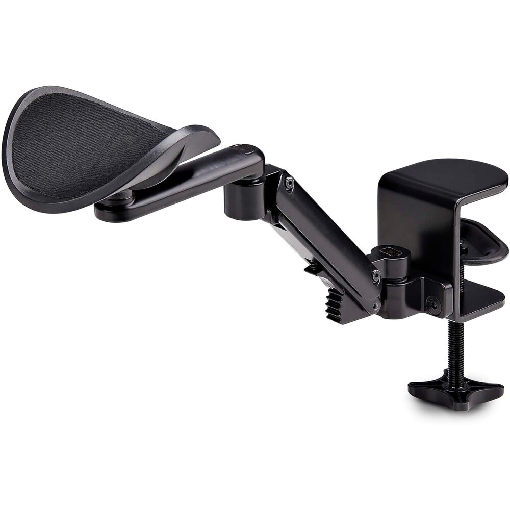 StarTech.com Adjustable Arm Rest for Office Desk, Ergonomic Arm/Elbow Support, 360-Degree Rotation, Clamp-On/No Drill Install
