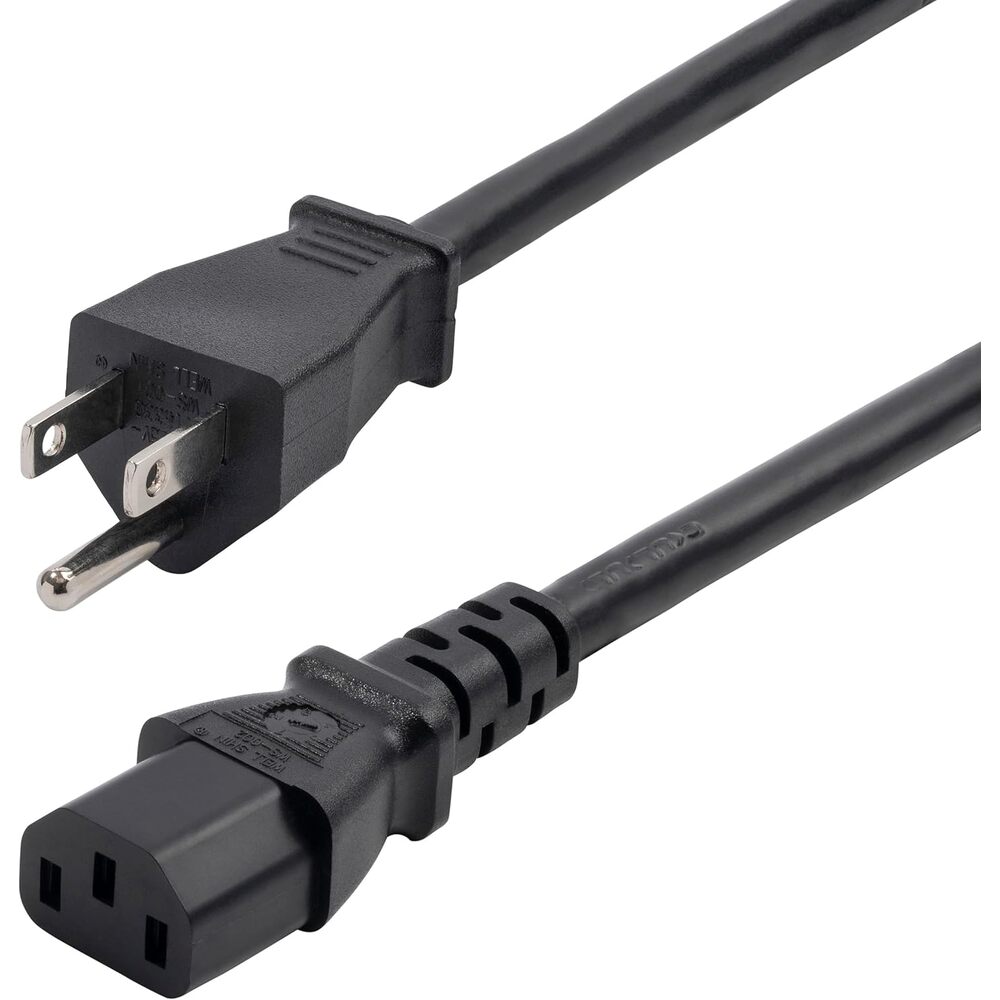 StarTech.com 8ft (2.4m) Computer Power Cord, NEMA 5-15P to IEC 60320 C13 AC Power Cable, 13A 125V, 16AWG, Replacement Power Cable, Monitor Power Cable - UL Listed, TAA (271B-6800-POWER-CORD)