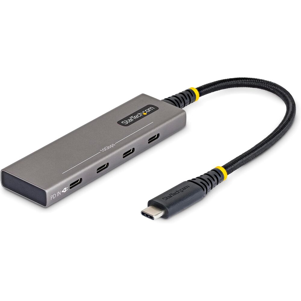 StarTech 4-Port USB-C Hub, 10Gbps, 100W PD Charging, 4X USB-C Ports, Overcurrent Protection, PCR Aluminum, for MacBook/Dell/ThinkPad/HP/iPad/Tablet