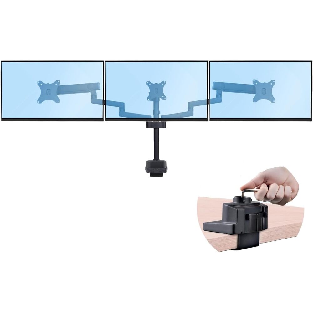 StarTech.com Desk Mount Triple Monitor Arm for Up to Three 27in Screens, VESA 75x75/100x100, Mechanical Spring Arm