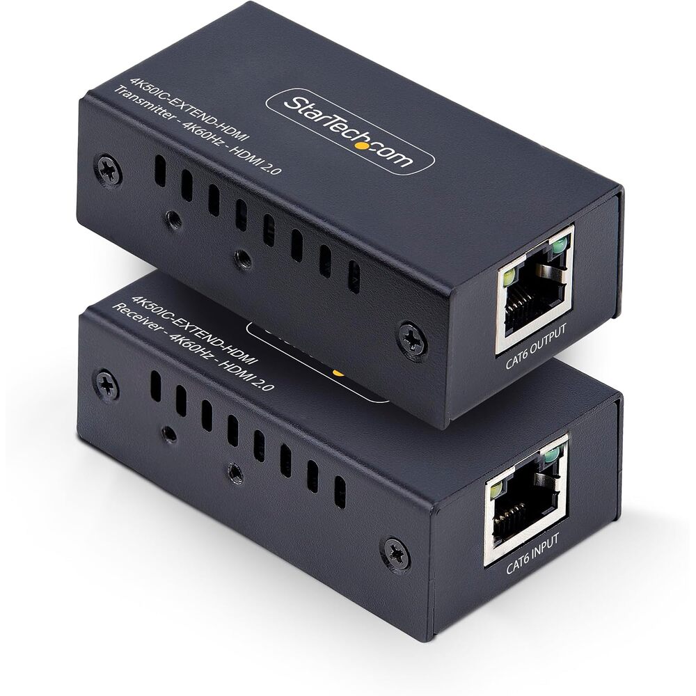 StarTech.com HDMI Extender Over CAT5e/CAT6, 4K 60Hz, Up to 200ft (60m), Transmitter and Receiver Kit, Power Over Cable