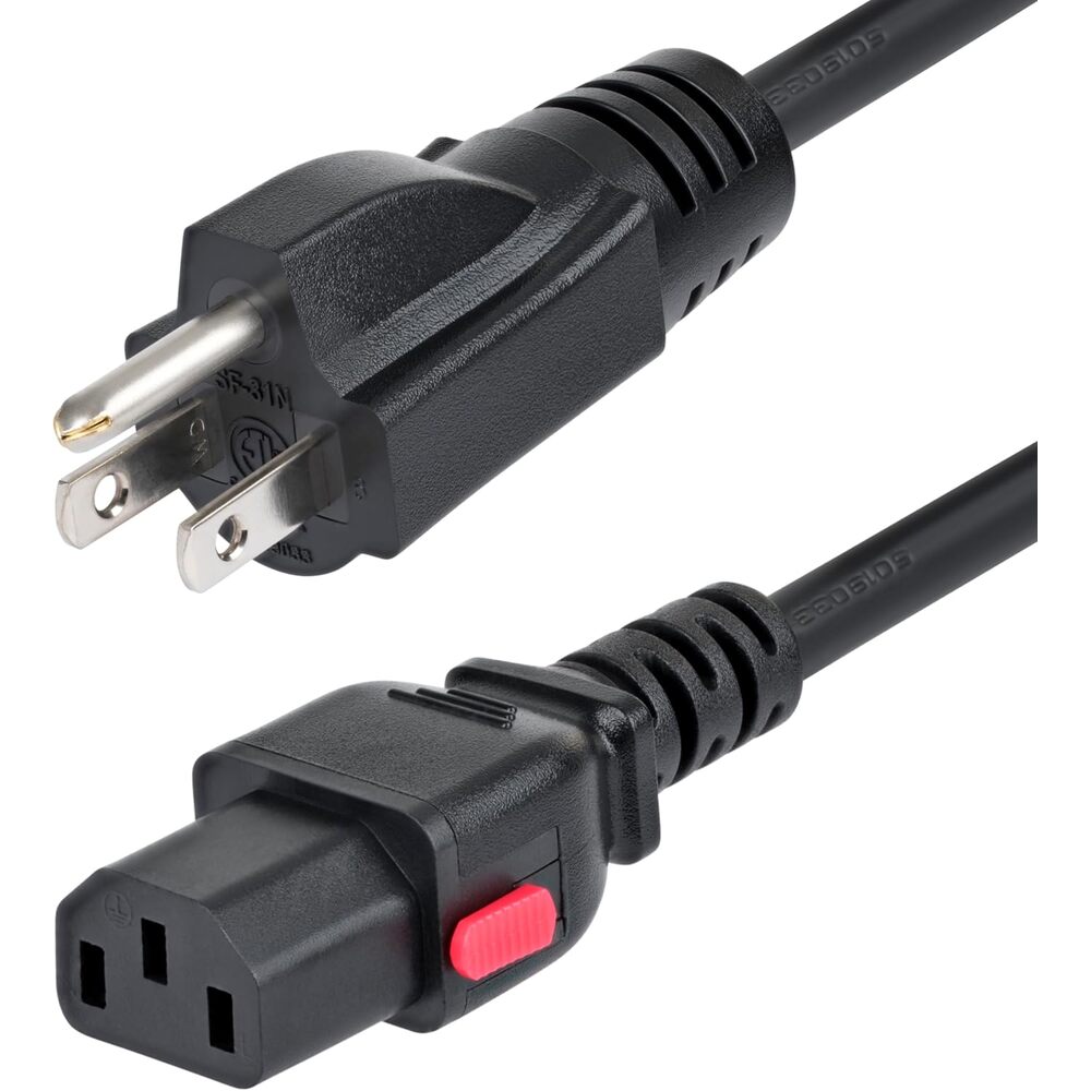 StarTech 6ft (1.8m) Computer Power Cord, NEMA 5-15P to Locking C13, 125V 10A, 18AWG, Replacement AC Power Cable, ETL Listed