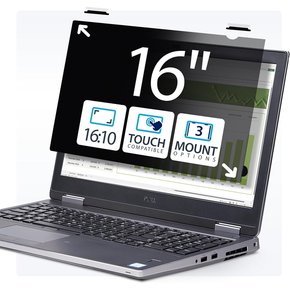 StarTech.com 16-inch 16:10 Flip-Up Privacy Screen with Touch, Laptop Security Shield, Anti-Glare Blue Light Filter