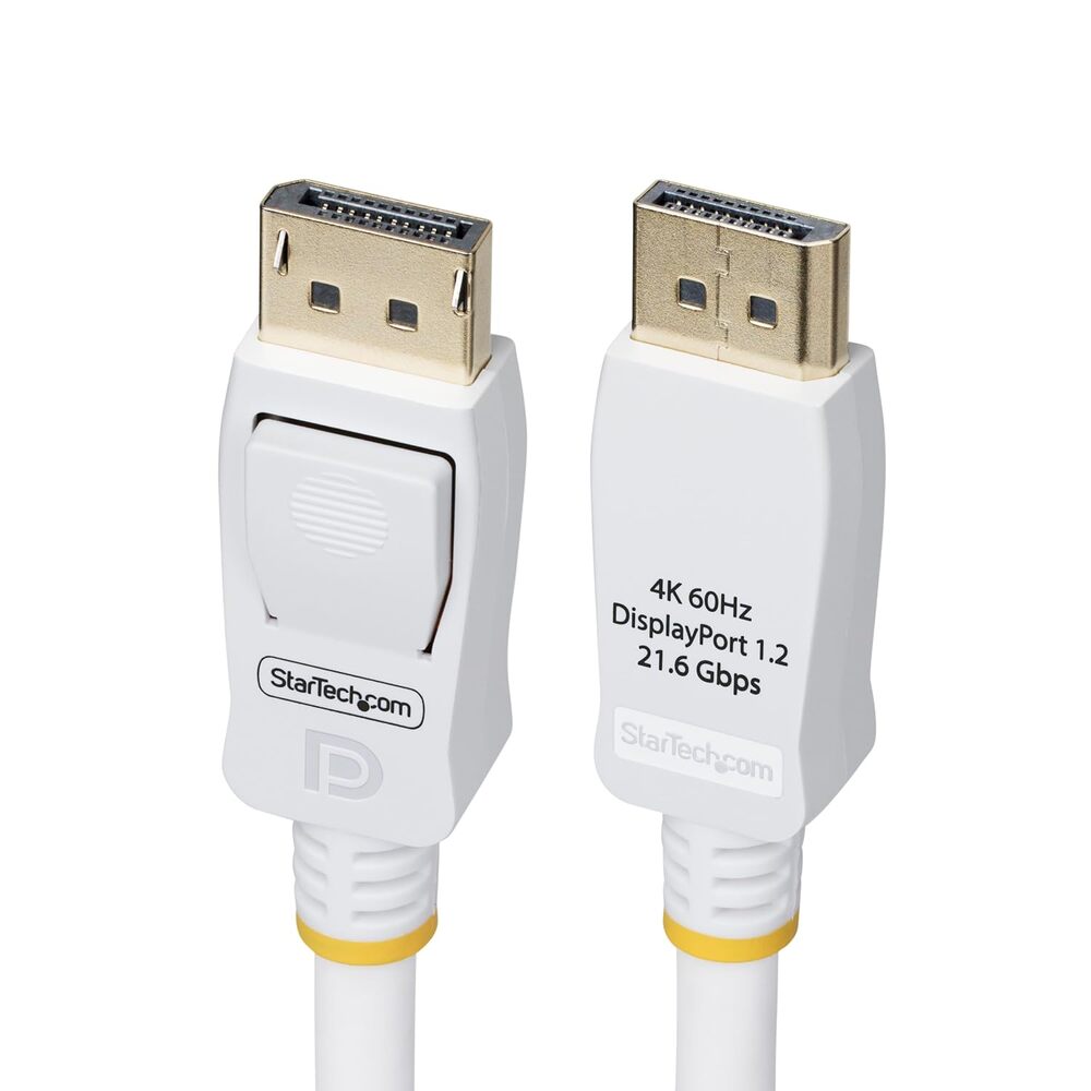 StarTech.com 6ft (1.8m) White VESA Certified DisplayPort 1.2 Cable, 4K 60Hz, 21.6Gbps, Latching DP Connectors, DP 1.2 Cable