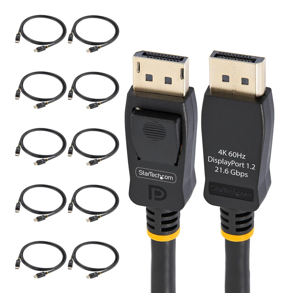 StarTech.com 10ft (3m) VESA Certified DisplayPort Cable - 10 Pack - DP 1.2 Cable/Cord, 4K 60Hz, Latching DP Connectors
