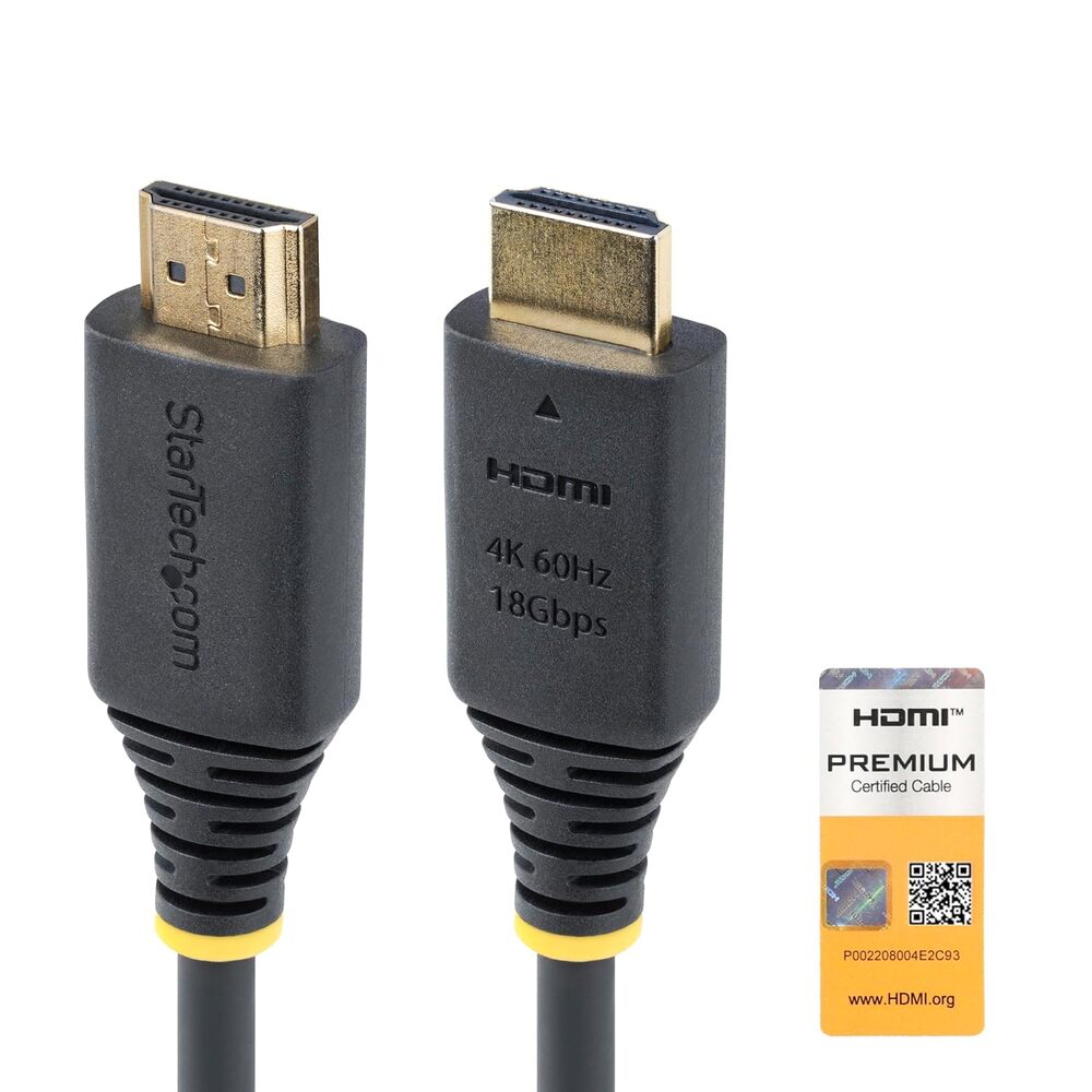StarTech.com 10ft (3m) Premium Certified High Speed HDMI Cable, 4K 60Hz/1440p 144Hz, 18Gbps, UHD HDMI 2.0 Cord, TPE Jacket