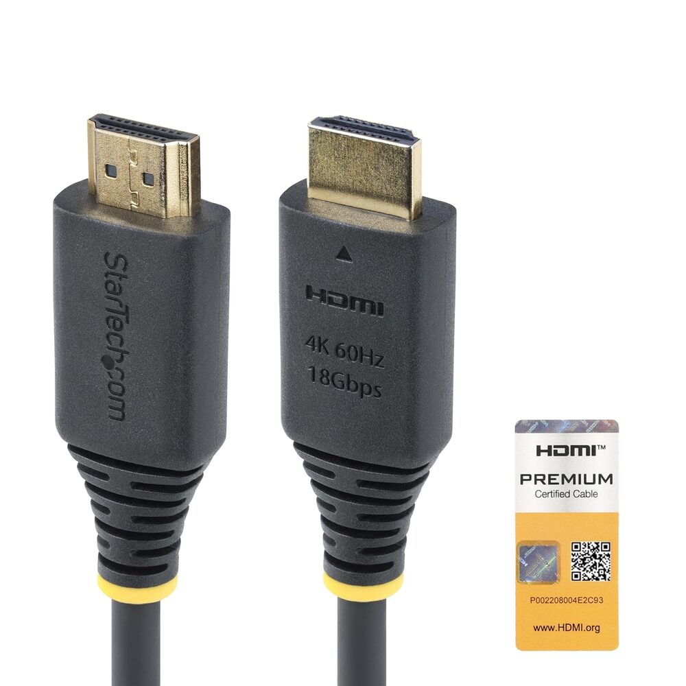 StarTech.com 15ft (4.5m) Premium Certified High Speed HDMI Cable, 4K 60Hz/1440p 144Hz, 18Gbps, UHD HDMI 2.0 Cord, TPE Jacket