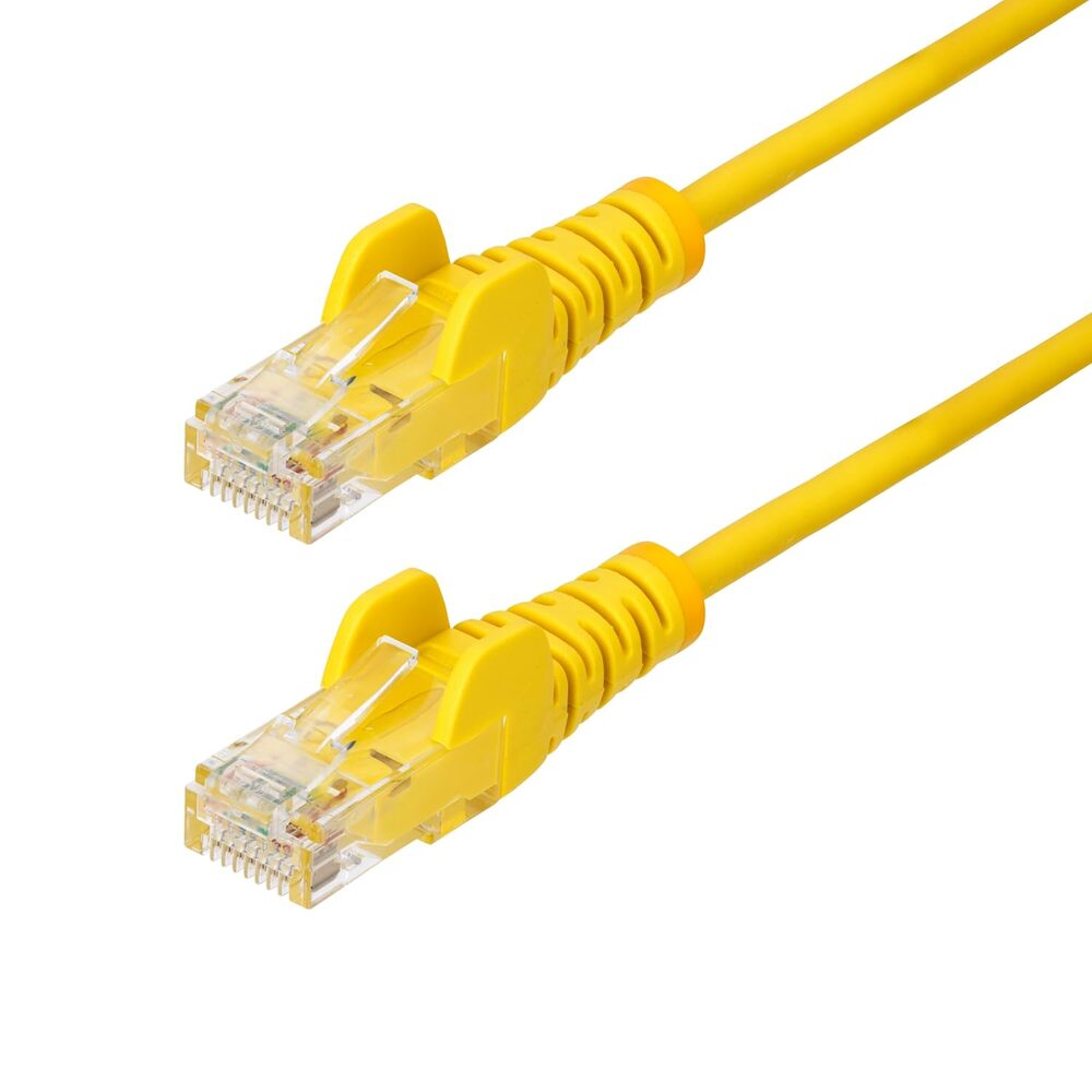 StarTech.com 15ft Yellow Slim CAT6 Ethernet Cable, Snagless RJ45, LSZH, 28AWG Pure Bare Copper, Slim Network Patch Cable/Cord