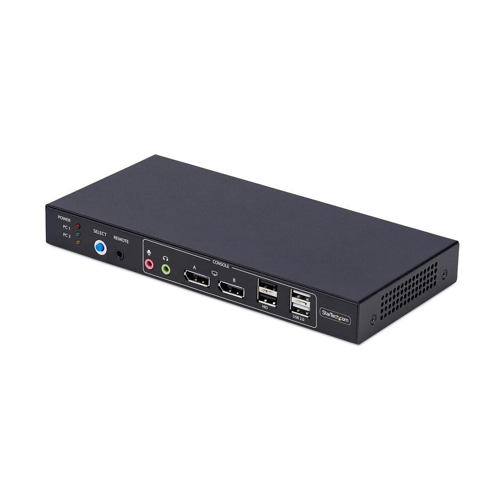 StarTech.com 2-Port Dual-Monitor DisplayPort KVM Switch with Dual View Video Matrix, 4K 60Hz, 4X USB Hub Ports, TAA Compliant