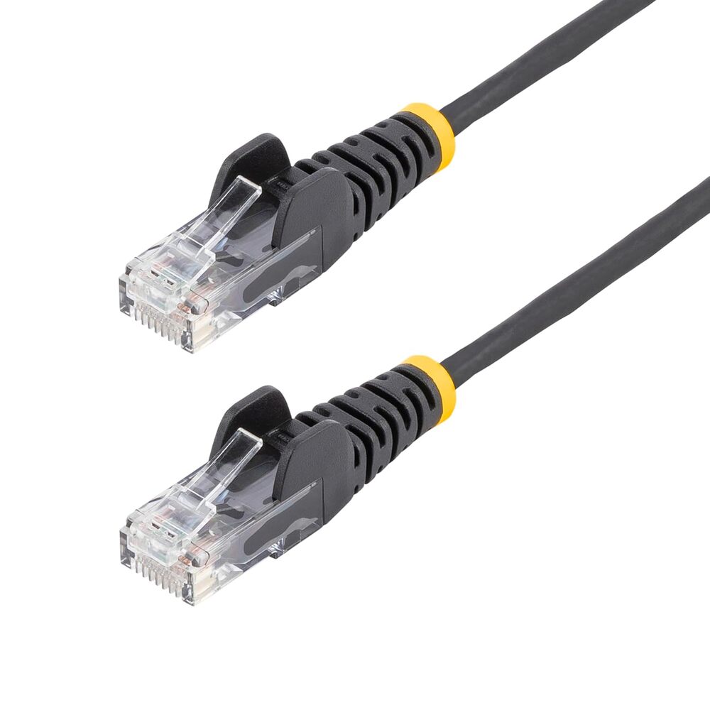 StarTech.com 9in Black Slim CAT6 Ethernet Cable, Snagless RJ45, LSZH, 28AWG Pure Bare Copper, Slim Network Patch Cable/Cord