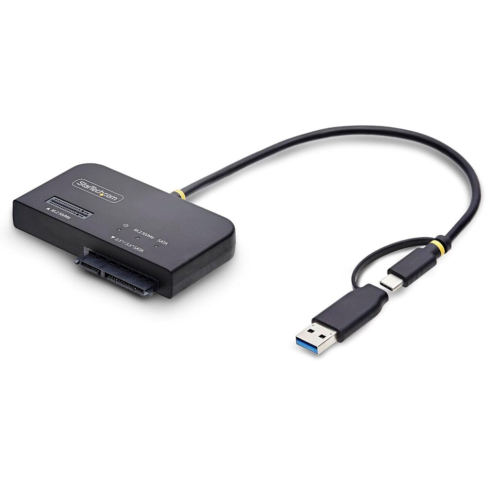 StarTech USB-C/USB-A to M.2 NVMe and 2.5in/3.5in SATA Adapter, 10Gbps, Tool-Free External SSD Hard Drive Reader, B+M/M-Key