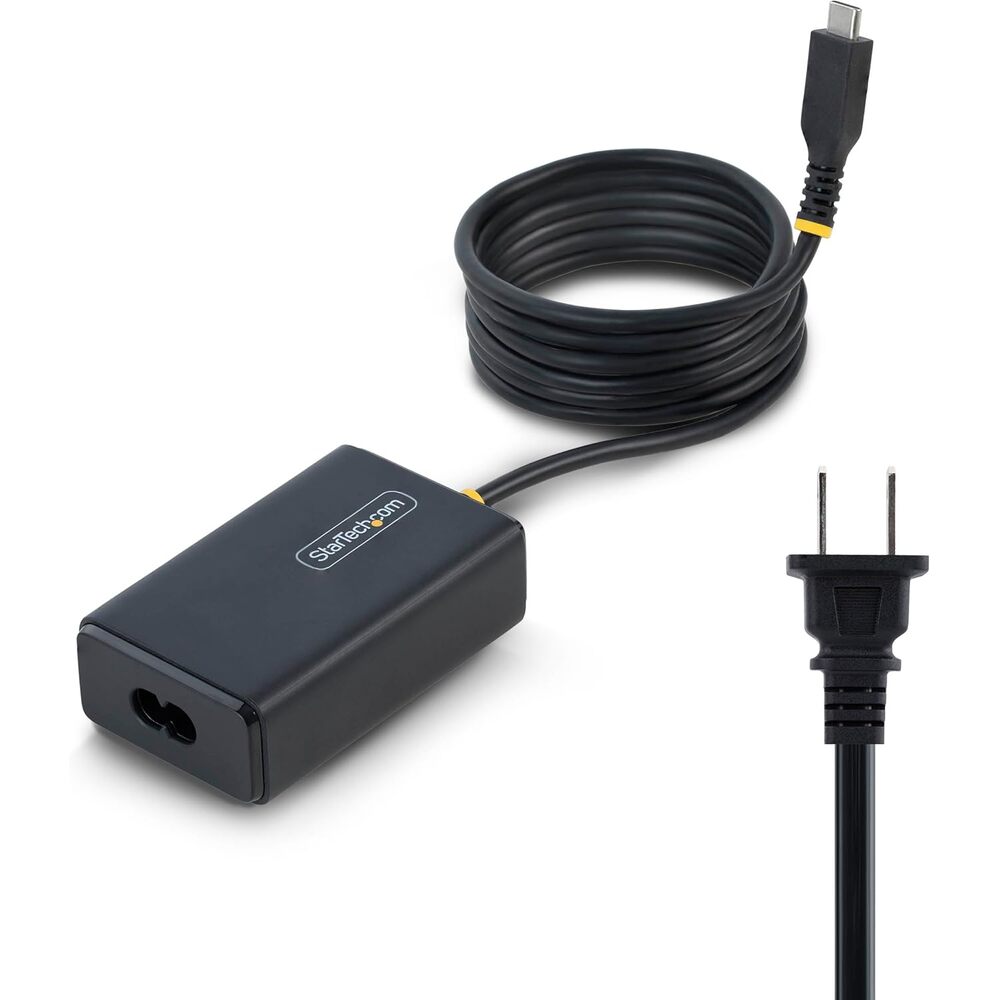 StarTech 65W USB-C Laptop Charger with 1.5m Tethered USB-C Cable, Power Adapter Brick for Dell, XPS, HP ProBook, MacBook Pro, Microsoft Surface Pro