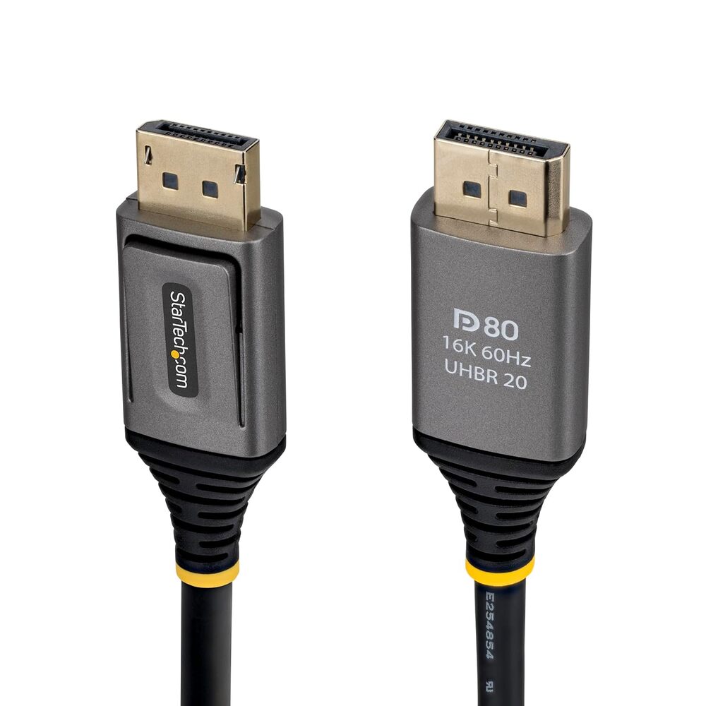 StarTech 3ft DisplayPort 2.1 Cable, 8K 60Hz, HDR | Uncompressed 10K/8K 60Hz, 16K 60Hz/8K 240Hz with DSC 1.2a, DP 2.1 Monitor Cord, VESA DP80 Cable, DP21V-3F-DP80-CABLE